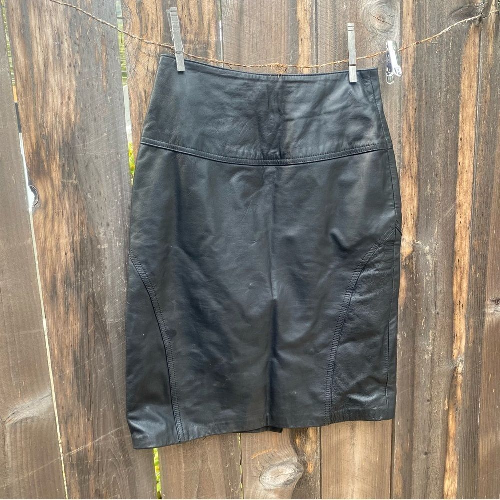 Vintage Black Leather Skirt